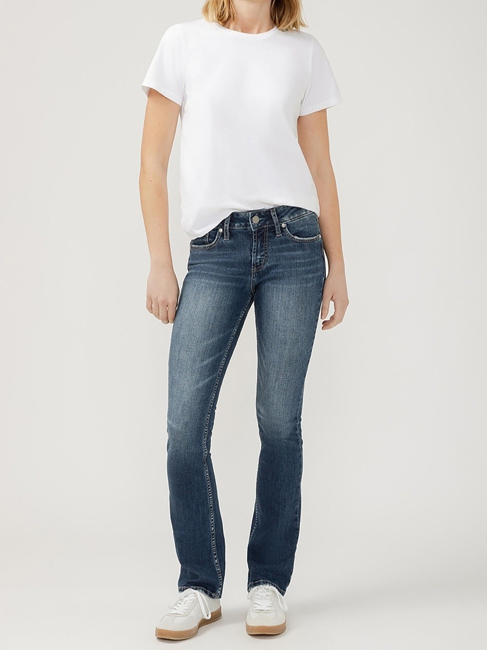 Silver Jeans Women's SUKI Straight Leg Jeans in Dark Blue Wash